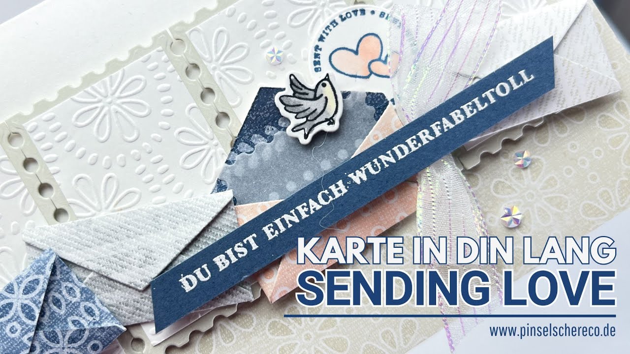 Sending Love | Karte im Format DIN lang mit Briefmarken und Mini-Umschlägen