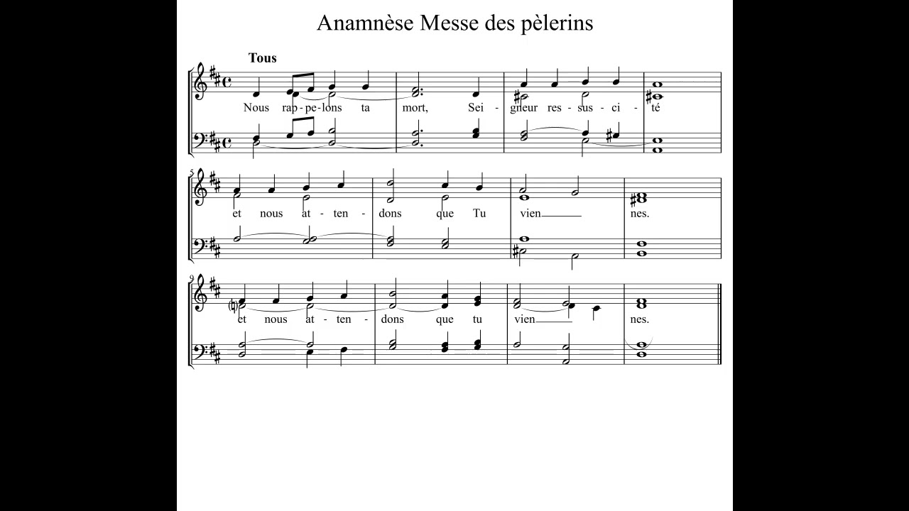 Anamn&egrave;se Messe des p&egrave;lerins