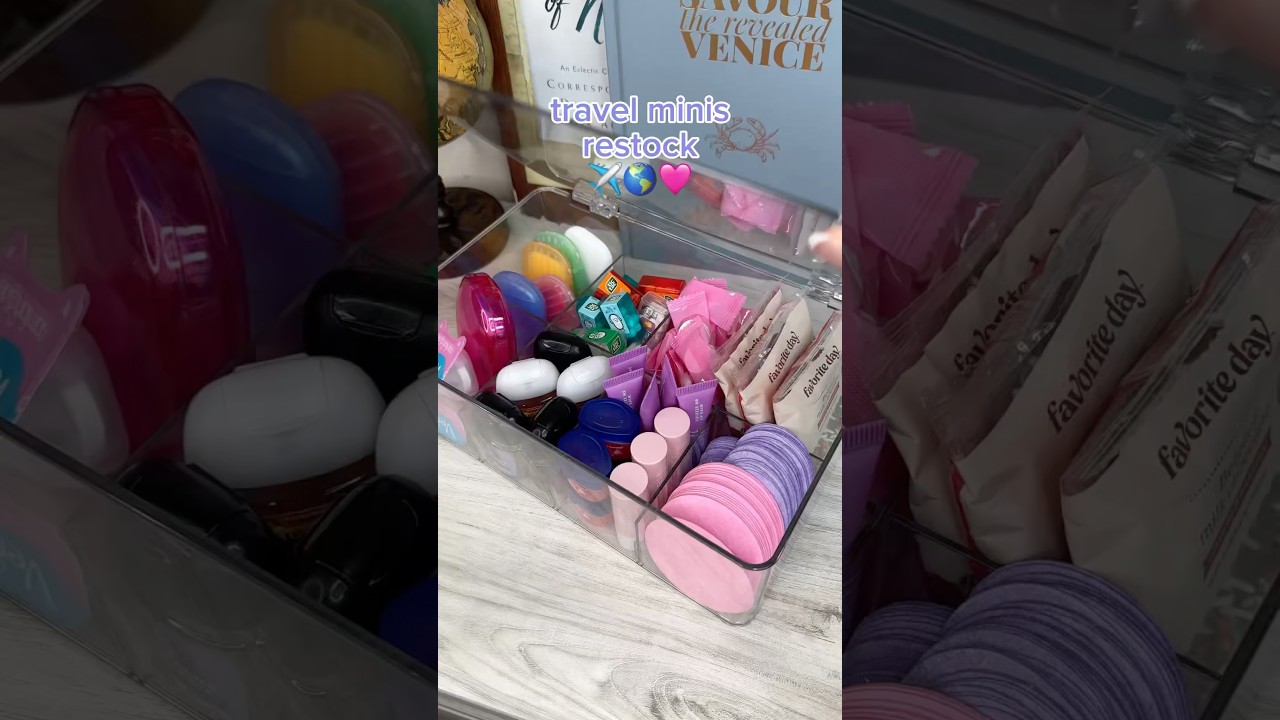 Travel minis restock #asmr #asmrsounds #asmrrestock #satisfyingvideo #satisfying #travelminis