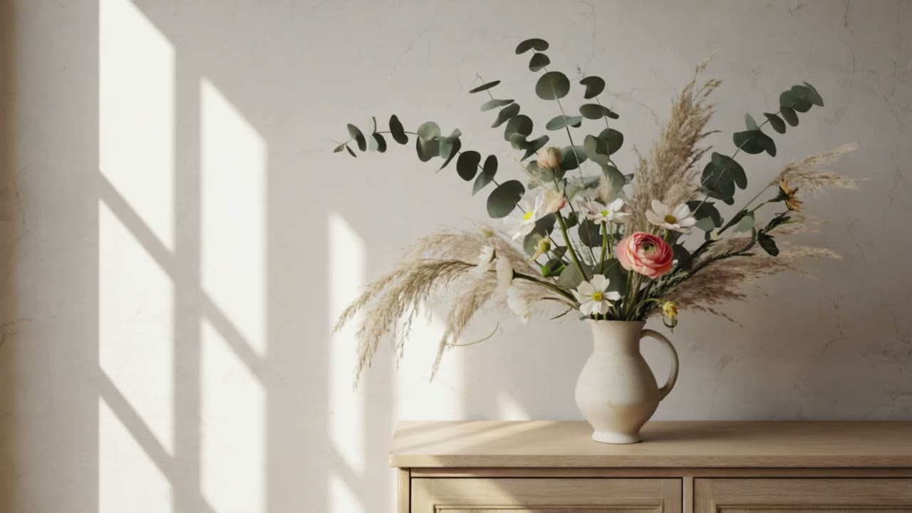 Eucalyptus Spring Floral Arrangement | 2 Hour Calm Spring Screensaver| 4K TV Art