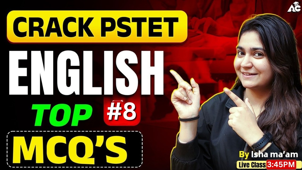 Pstet English 2026 | Pstet 2026 English Top Mcq's | Important MCQs with Solutions By Isha Mam