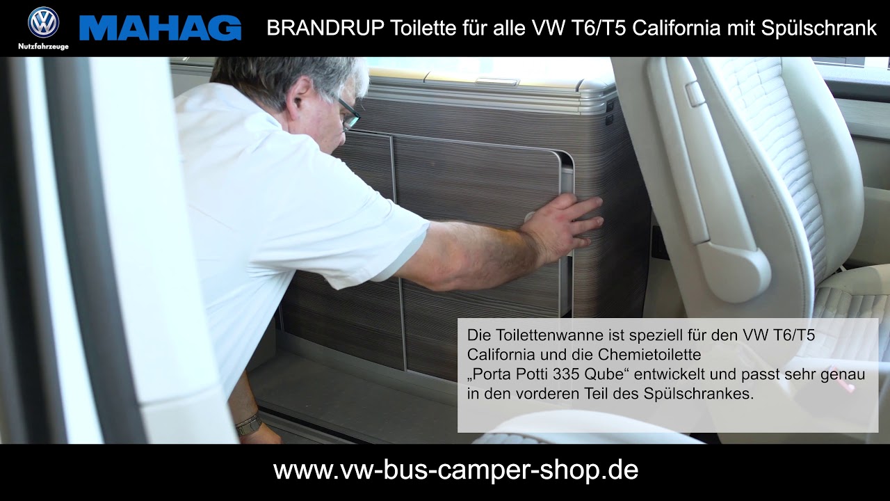 BRANDRUP Porta Potti 335 Qube - die Toilettenwanne f&uuml;r alle VW T6/T5 California mit Sp&uuml;lschrank
