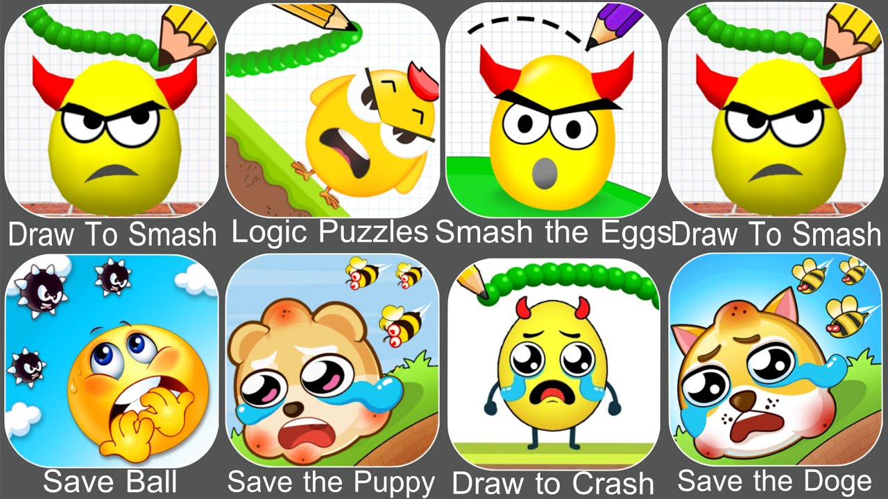 Draw To Smash,Logic Puzzles,Smash the Eggs,Save Ball,Save the Puppy,Draw to Crash, #gameplay