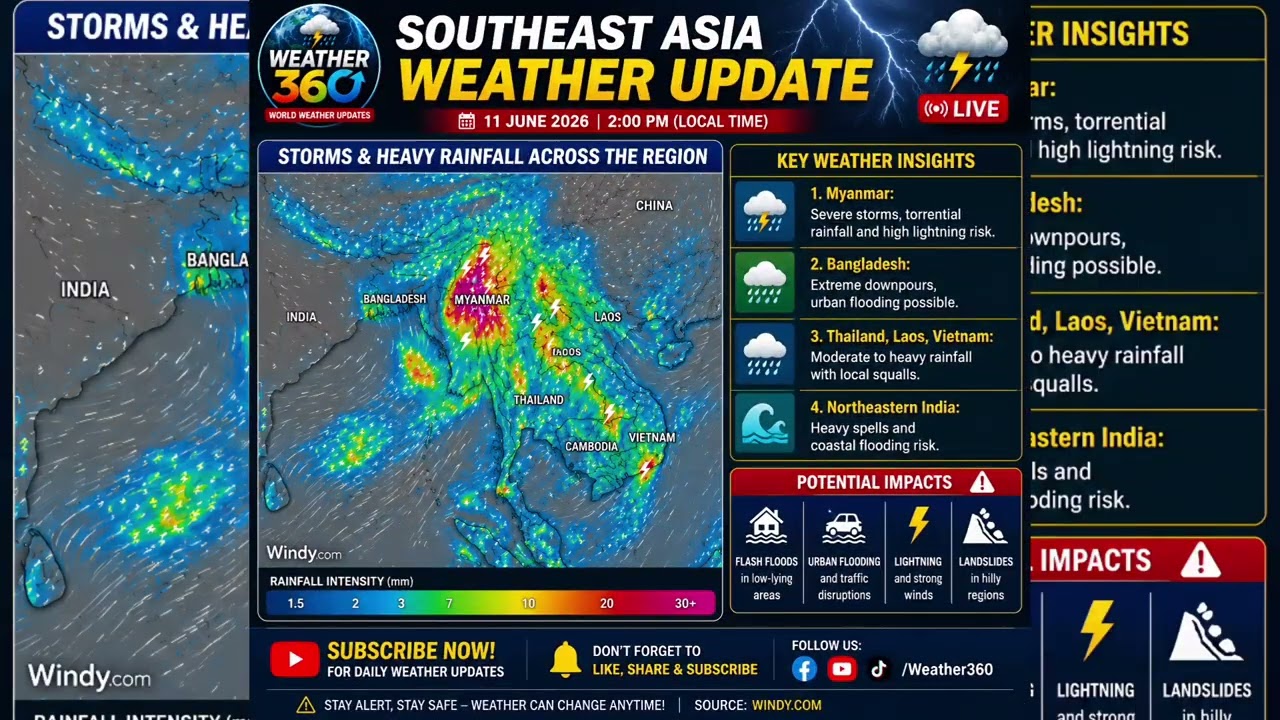 ⛈️ MASSIVE SOUTHEAST ASIA WEATHER UPDATE! 🌧️#Weather360 #WeatherUpdate #StormAlert #Monsoon2026