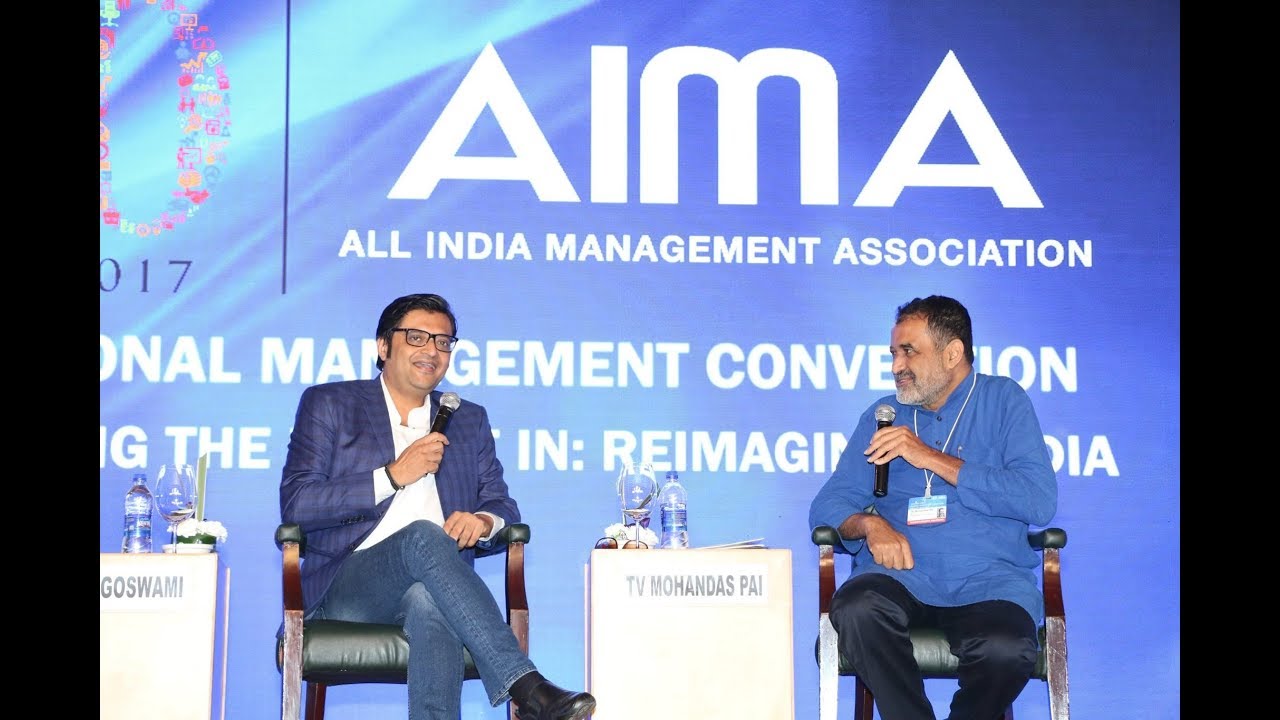 Arnab Goswami & MohanDas Pai discuss News Industry at AIMA's NMC