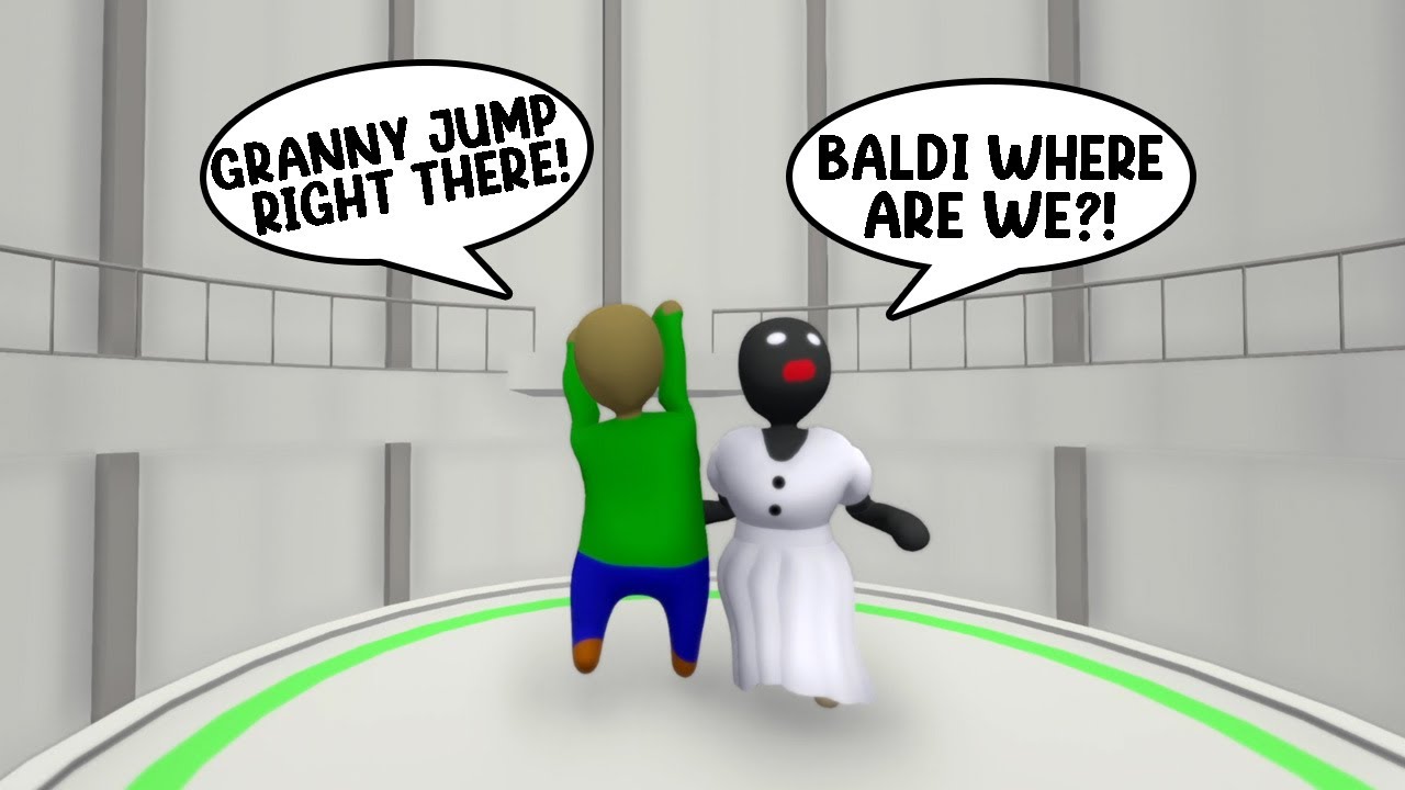 БАЛДИ И БАБУШКЕ НУЖНО СБЕЖАТЬ С СЕКРЕТНОЙ БАЗЫ В HUMAN FALL FLAT