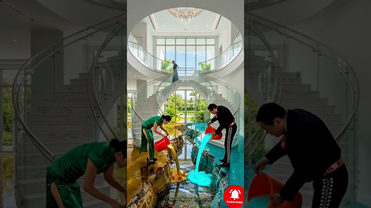 😱 INSANE Gold Treasure River x Mermaid Lagoon Epoxy Floor Transformation! 🔥#shorts