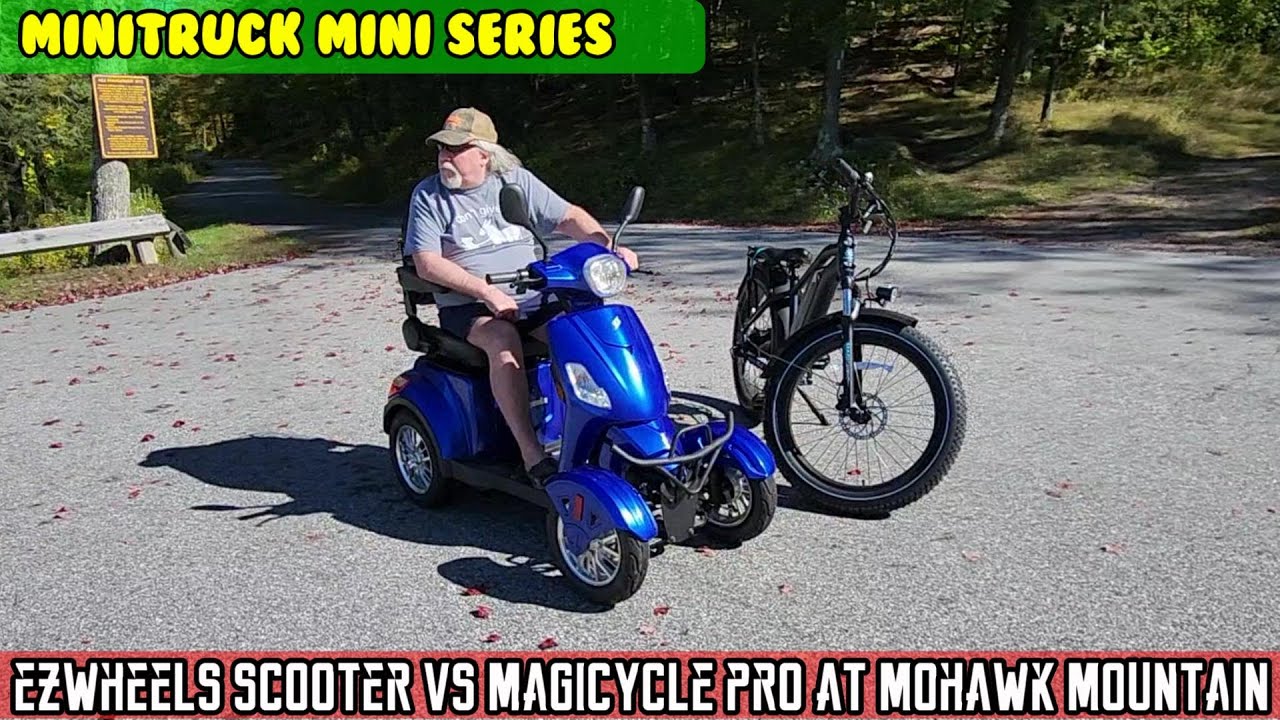 Мини-грузовик (SE07 E12), электросамокат Ewheels EW-46 против Magicycle Cruiser Pro в горах Мохок.