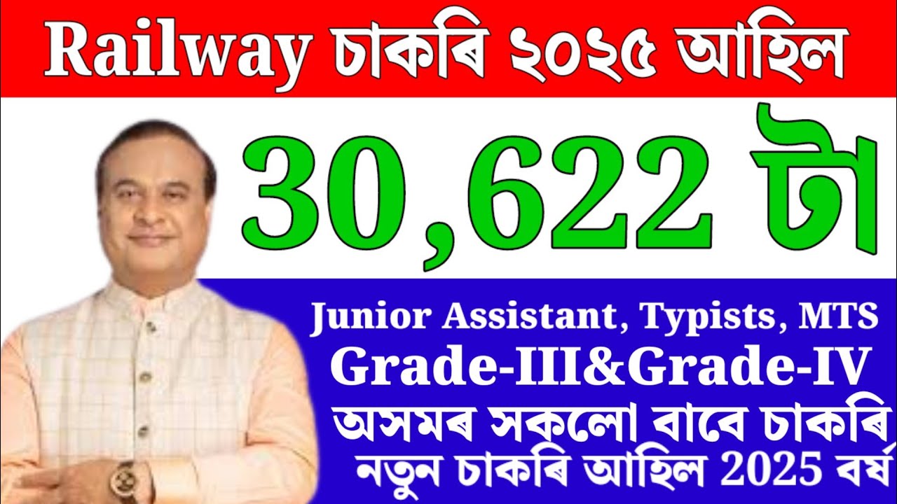 Railway চাকৰি 2025 - Jobs in Assam | Assam jobs 2025 | Assam jobs vacancy 2025 |