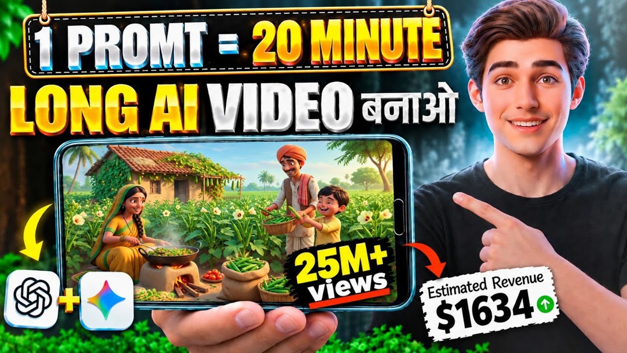 Long AI Video Kaise Banaye (20 Min) Using Just 1 Prompt🔥|| Ai Automation 2026