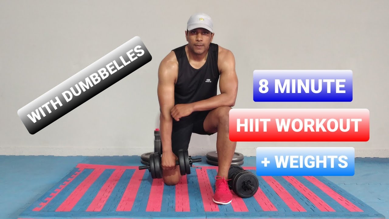 8 Min TABATA - Intense HIIT Workout - With Weights , Dumbbells