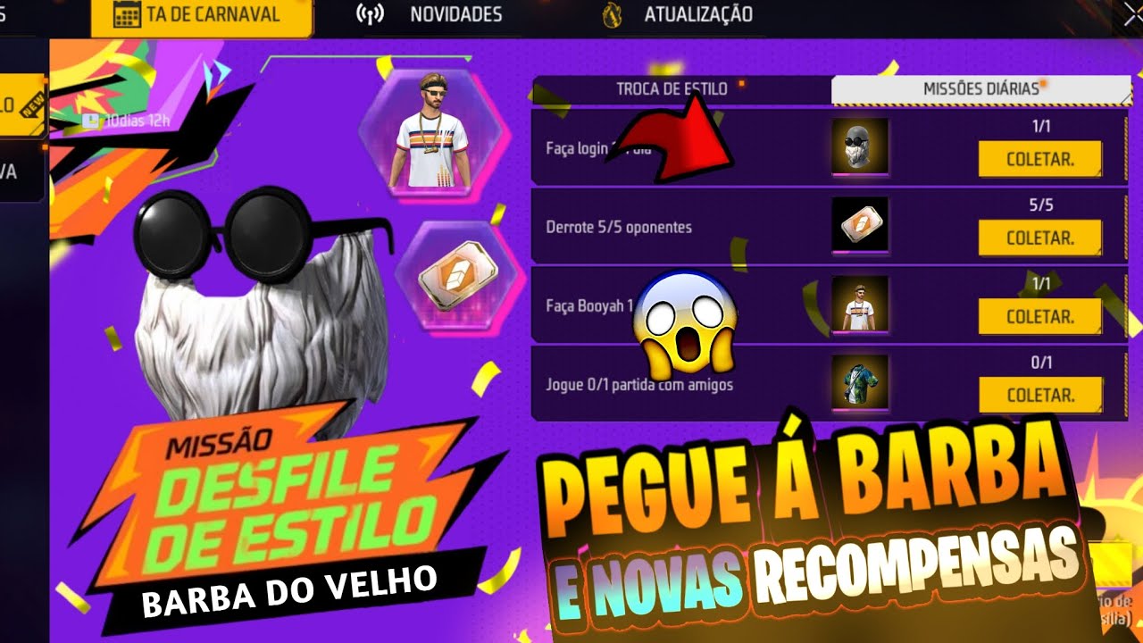 FINALMENTE!! BARBA DO VELHO CONFIRMADO?? SKINS E TROCA DE NICK GRÁTIS, EVENTOS - E MAIS - FREEFIRE