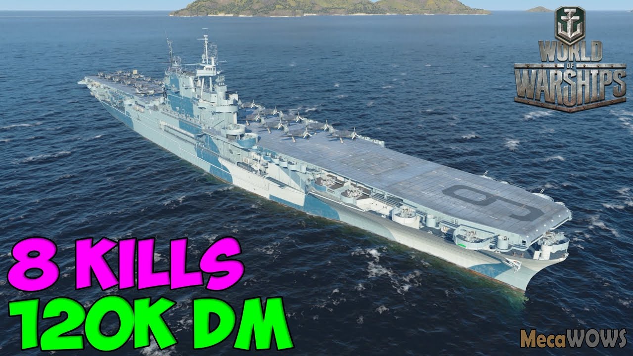 World of WarShips | Enterprise | 8 KILLS | 120K Damage - Replay Gameplay 4K 60 fps