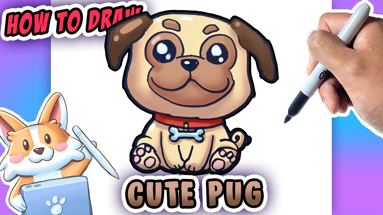 How to Draw a Cute Pug l Easy step-by-step!
