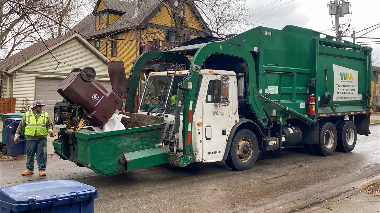 Waste Management Mack LE McNeilus Atlantic Carry Can Garbage Truck
