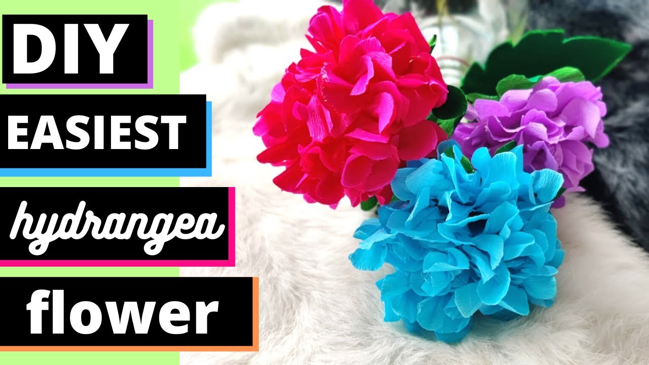 DIY Easy Paper Flowers | Crepe Paper Hydrangea flower| DIY Crafts| Home Decor| Minitha Abraham