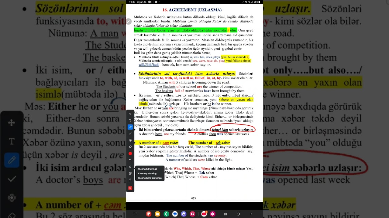 Agreement, mübtəda xəbər uzlaşması
