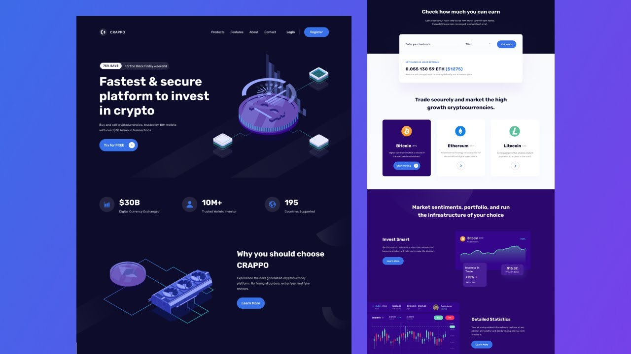 Build A Cryptocurrency Website Design Using React JS And Tailwind CSS