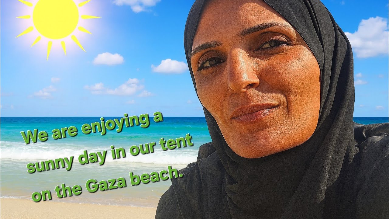 رغم الغرق والبرد لكن الشمس مازالت تشرق في غزة نعيش  يوم مشمس  🇵🇸⛺🌞🌊 