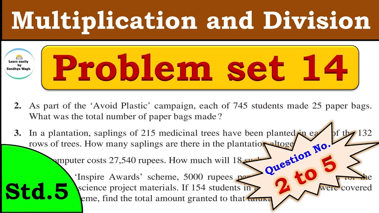 Multiplication and Division | Chapter 4 | 5th standard | Mathematics | problem set 14 | Q.no. 2 to 5