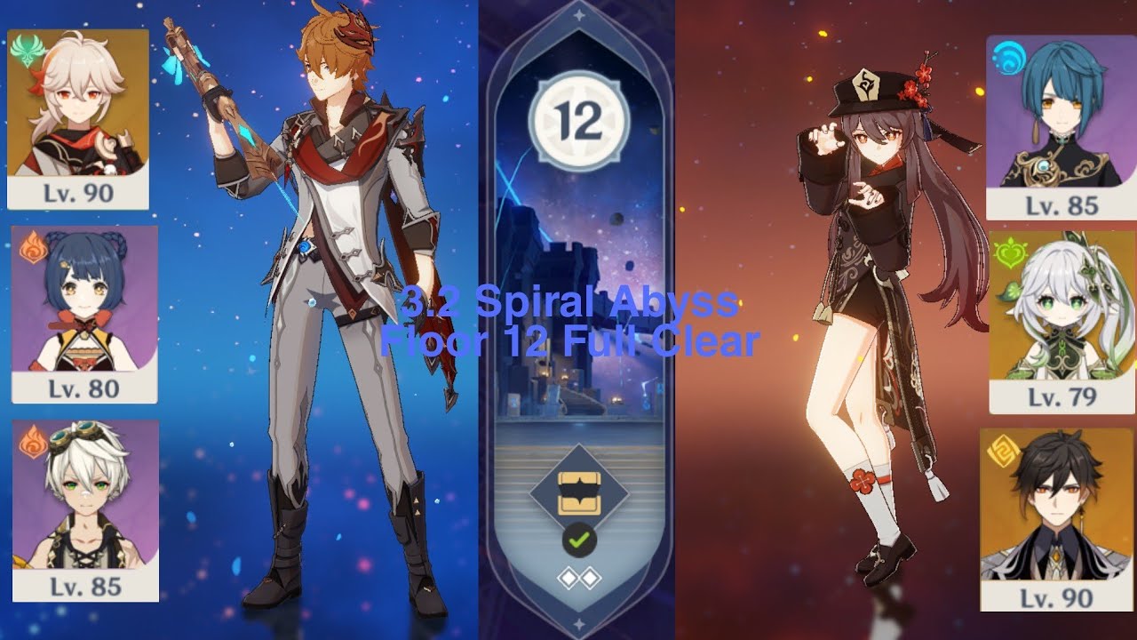 Spiral Abyss 3.2 Floor 12 Childe international & Hutao burgeon full star clear. | Genshin impact