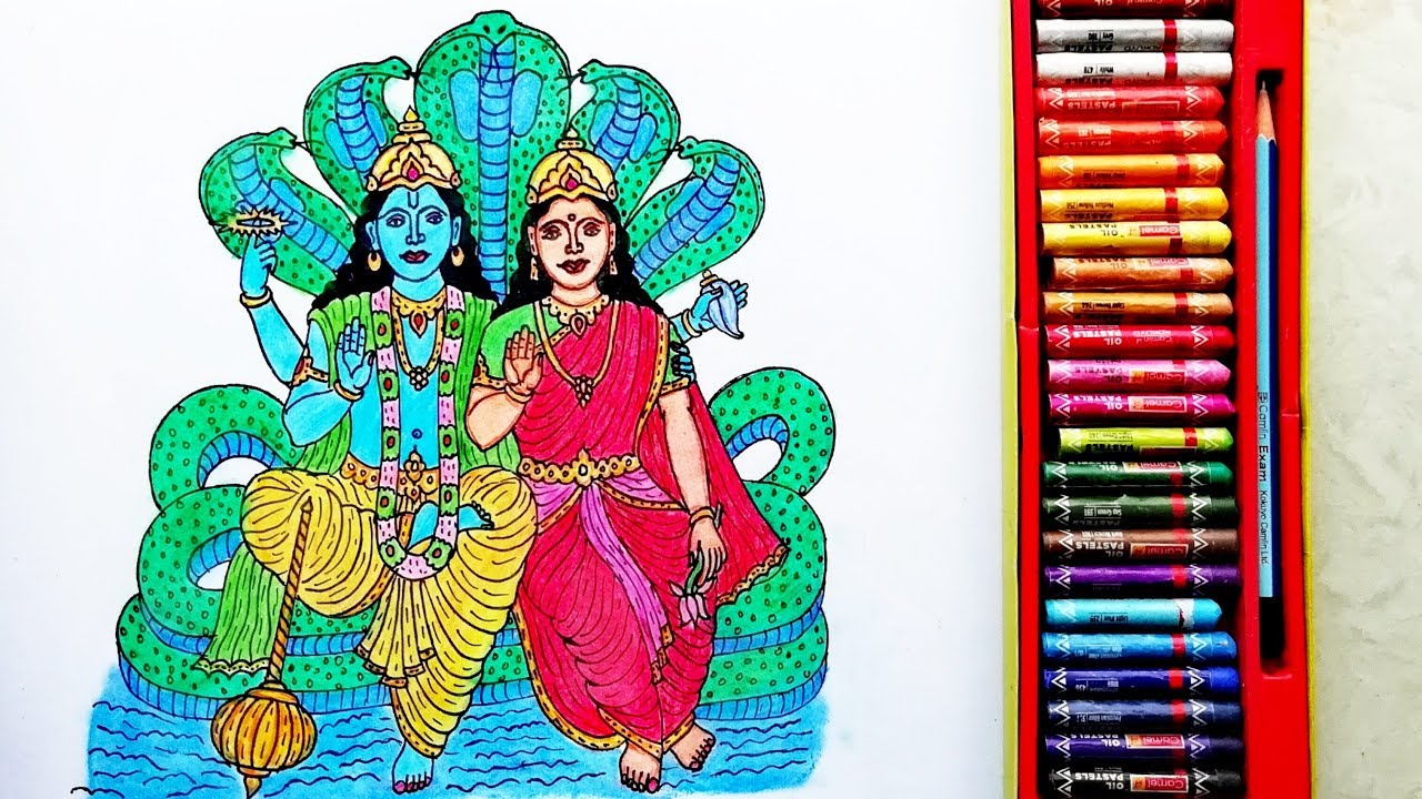 How to Draw Lord Vishnu And Lakshmi Mata | Vishnu Lakshmi Drawing | By Drawing Art