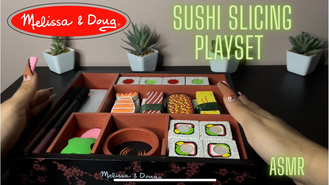 Melissa & Doug Sushi Slicing playset | ASMR ( Unboxing, Roleplay, Whispering )
