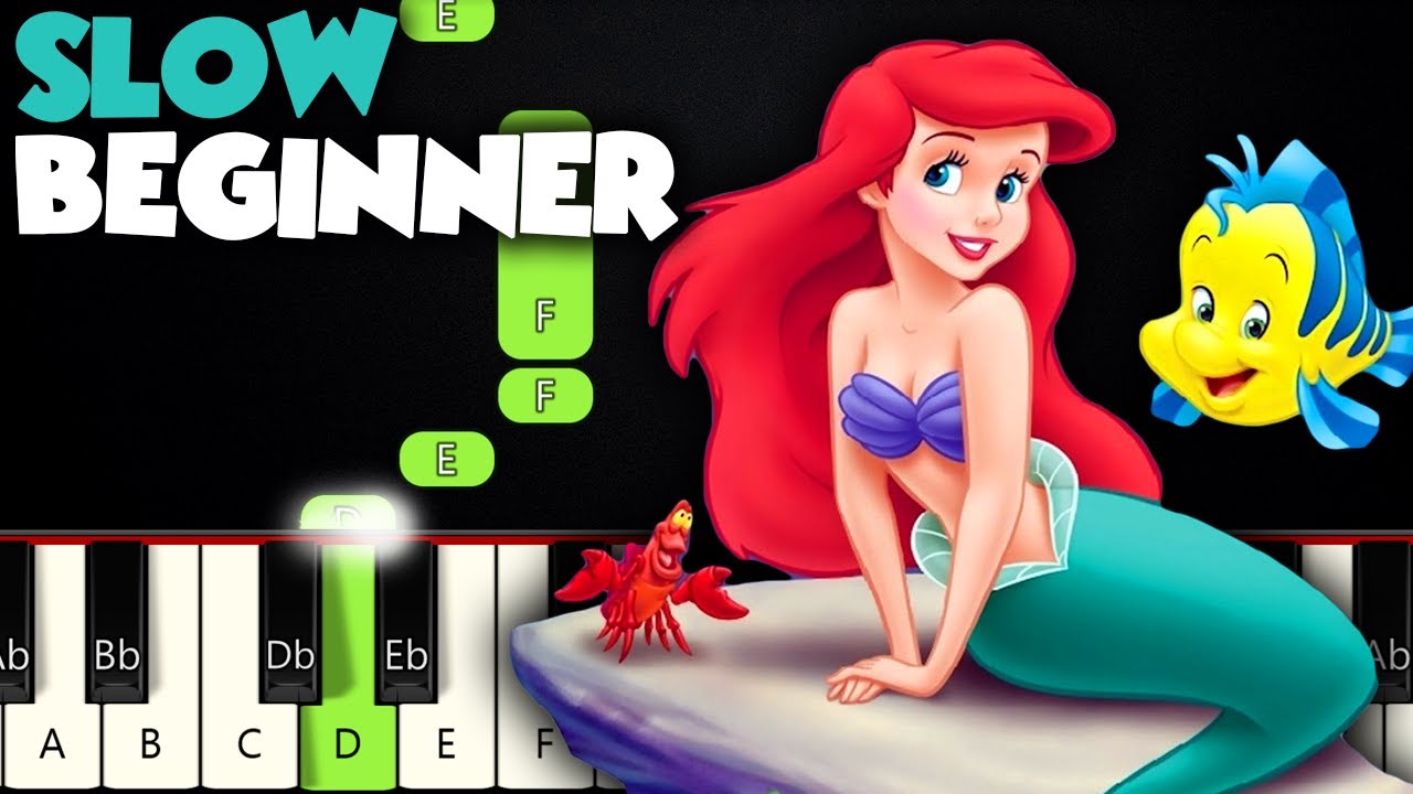 Part Of Your World - The Little Mermaid | SLOW BEGINNER PIANO TUTORIAL + MUSIC SHEET By Betacustic