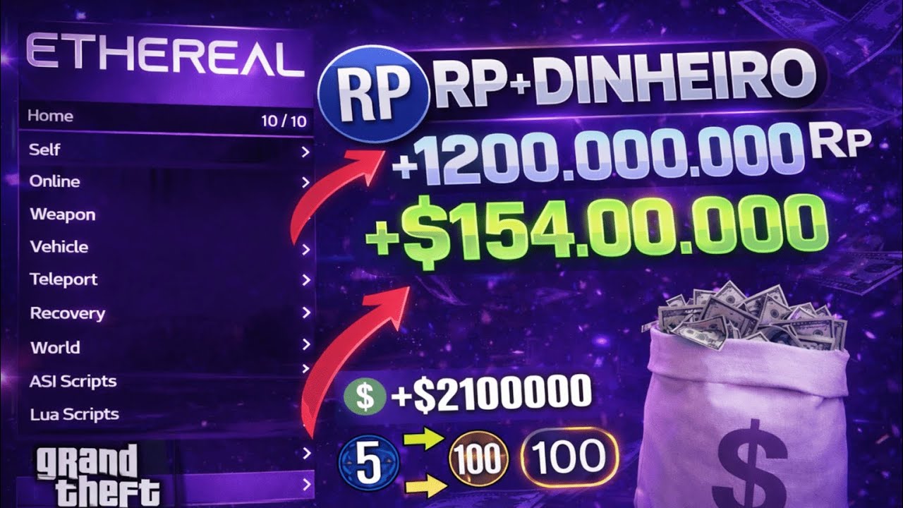 DINHEIRO INFINITO, LEVEL E UNLOCK ALL NO GTA ONLINE - ETHEREAL MENU