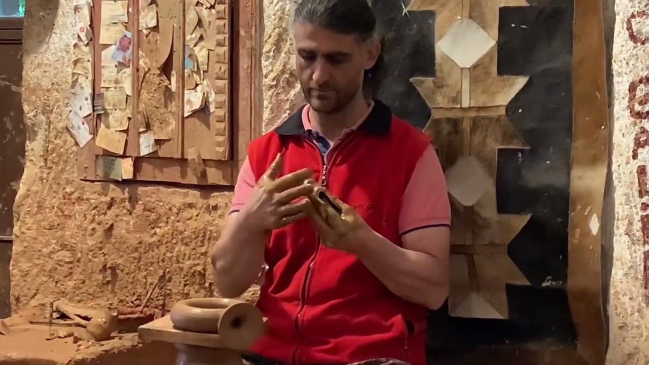 Making the traditional Hittite wine jug at Chez Galip, Cappadocia, Turkey.