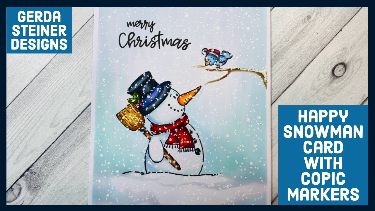 Happy Snowman Christmas Card with Copic Markers!