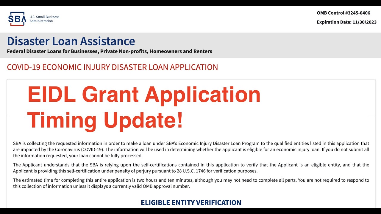 EIDL Grant Application Updates