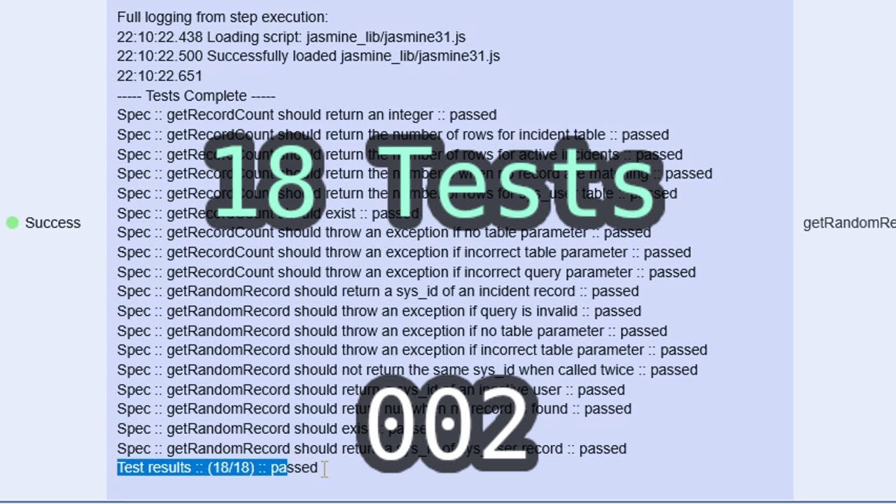 002 Jasmine Test to write the Core functionality - Create a Custom Record Query step in ServiceNow