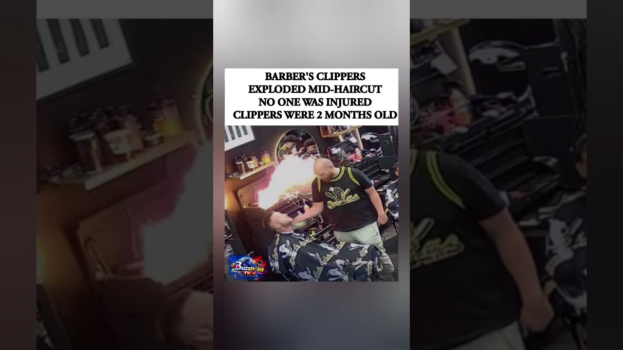 Barber's clippers exploded mid-haircut in California  🔥✂️ #Barber #Viral #California