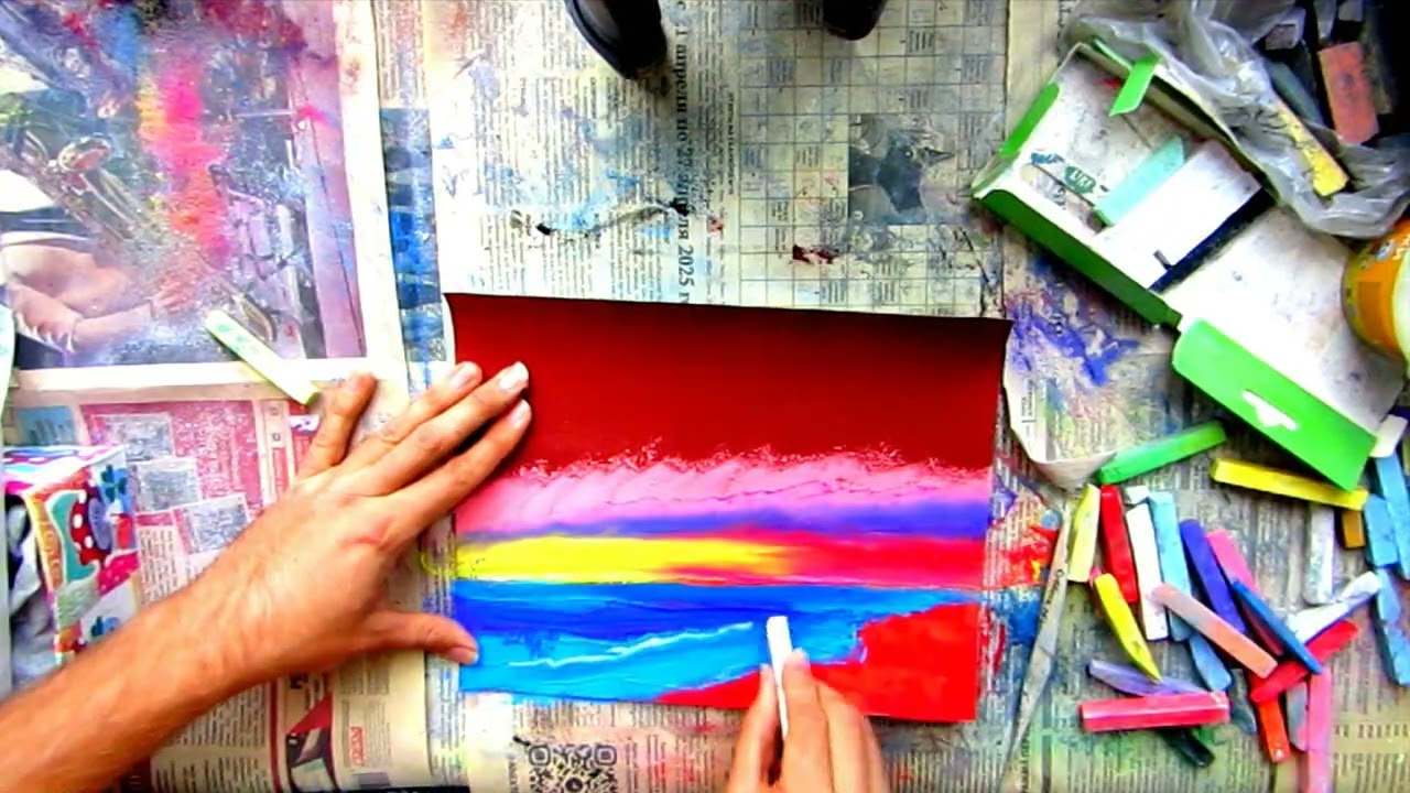 Уникальный рисунок мелками  soft / oil  pastels speedpaint on emerypaper / sandpaper