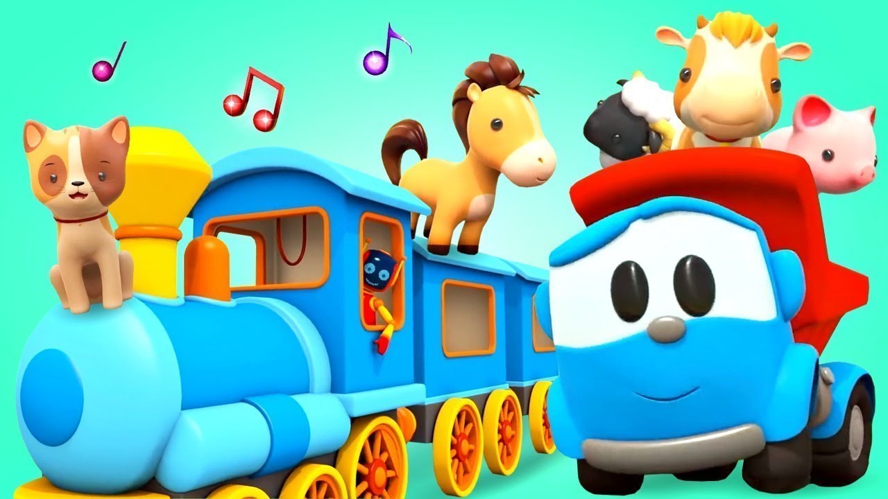 Trem dos animais. Cante com L&eacute;o o caminh&atilde;o! Can&ccedil;&otilde;es educacionais para crian&ccedil;as.