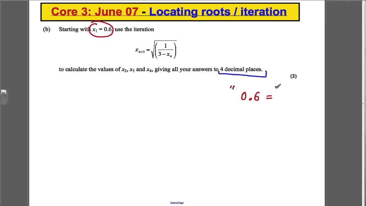 A-Level Maths Edexcel Core 3 Past Paper Questions - Roots and iteration