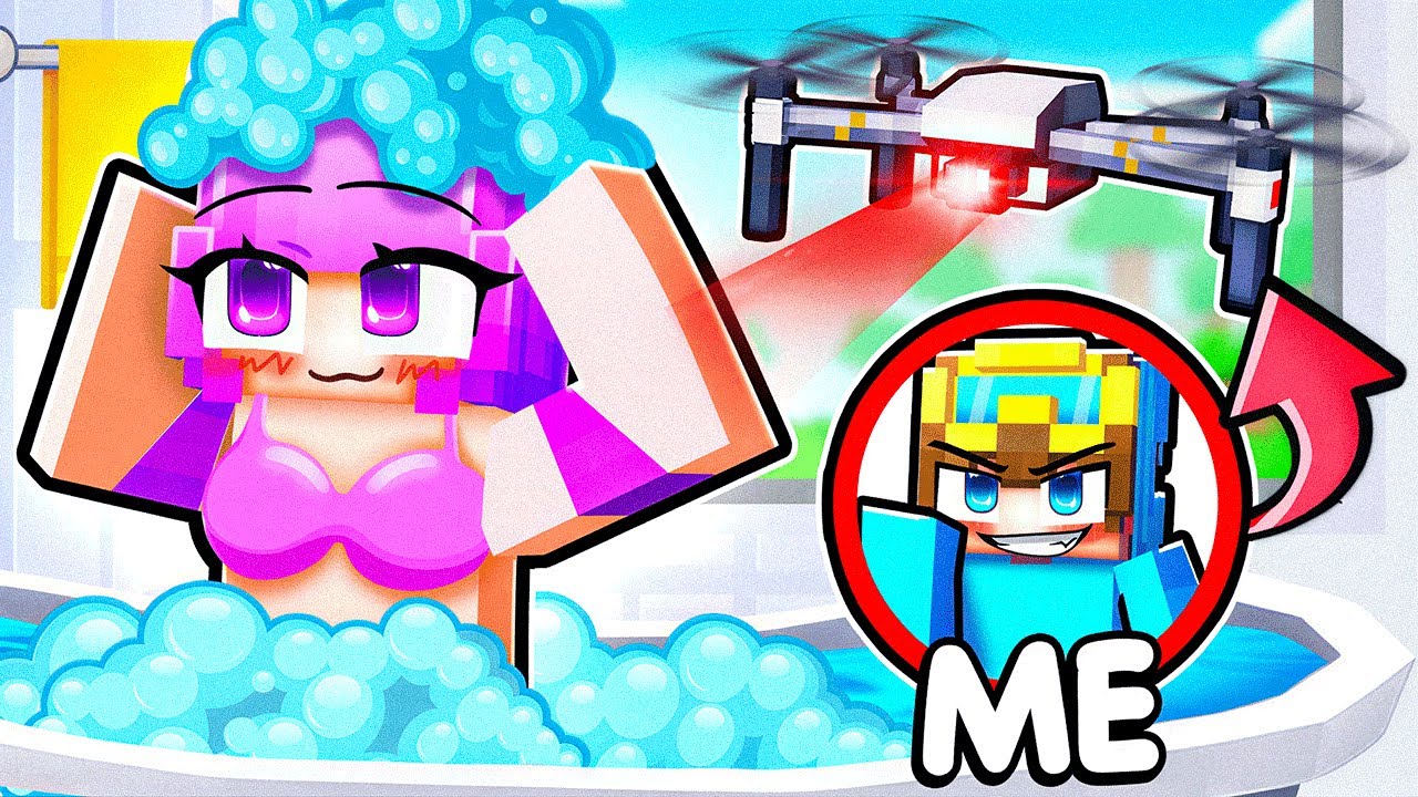 Using a Drone to Spy on My Crush In Minecraft!