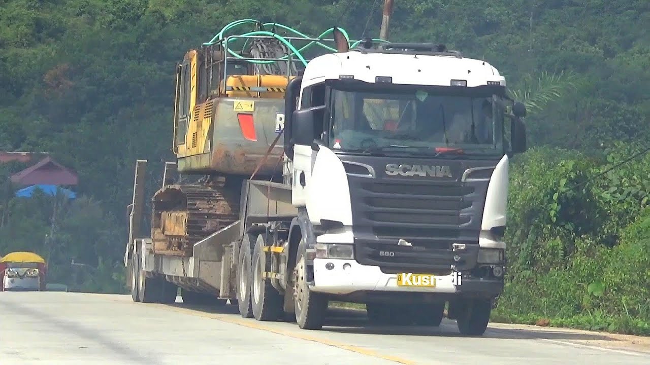 SUARA KNALPOT MENGGELEGAR..! TERENGAH ENGAH SCANIA R580 LOW POWER TRANSMISI DITANJAKAN