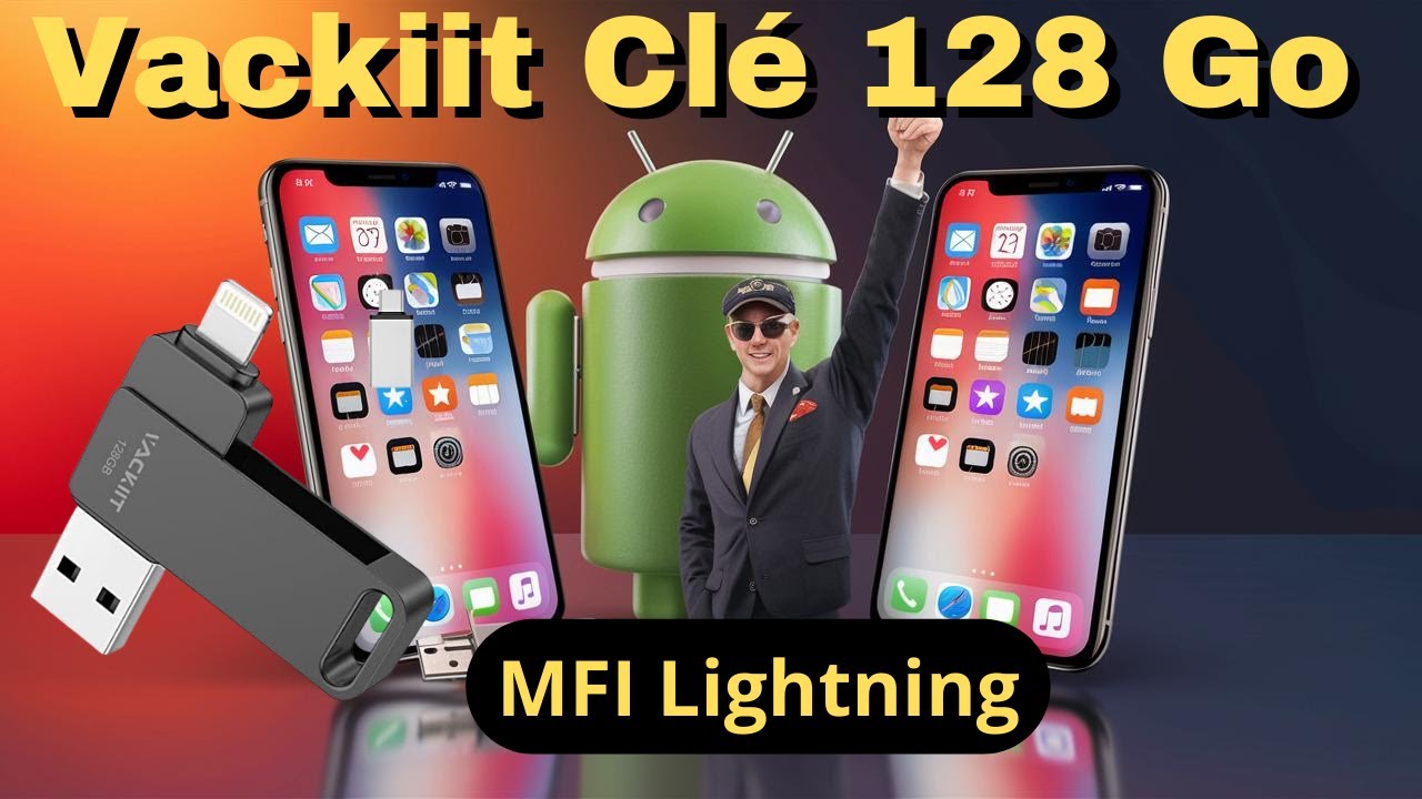 Vackiit Clé Lightning128 Go: Certifié MFI Accessible iPhone Android Clé Stockage iPhone