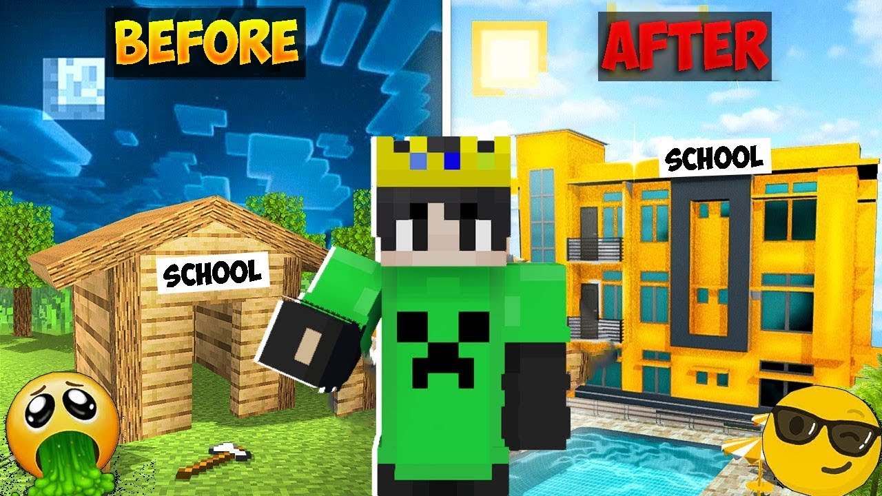 NOOB vs PRO : I Rebuilt A Broken School Build In Minecraft!!!