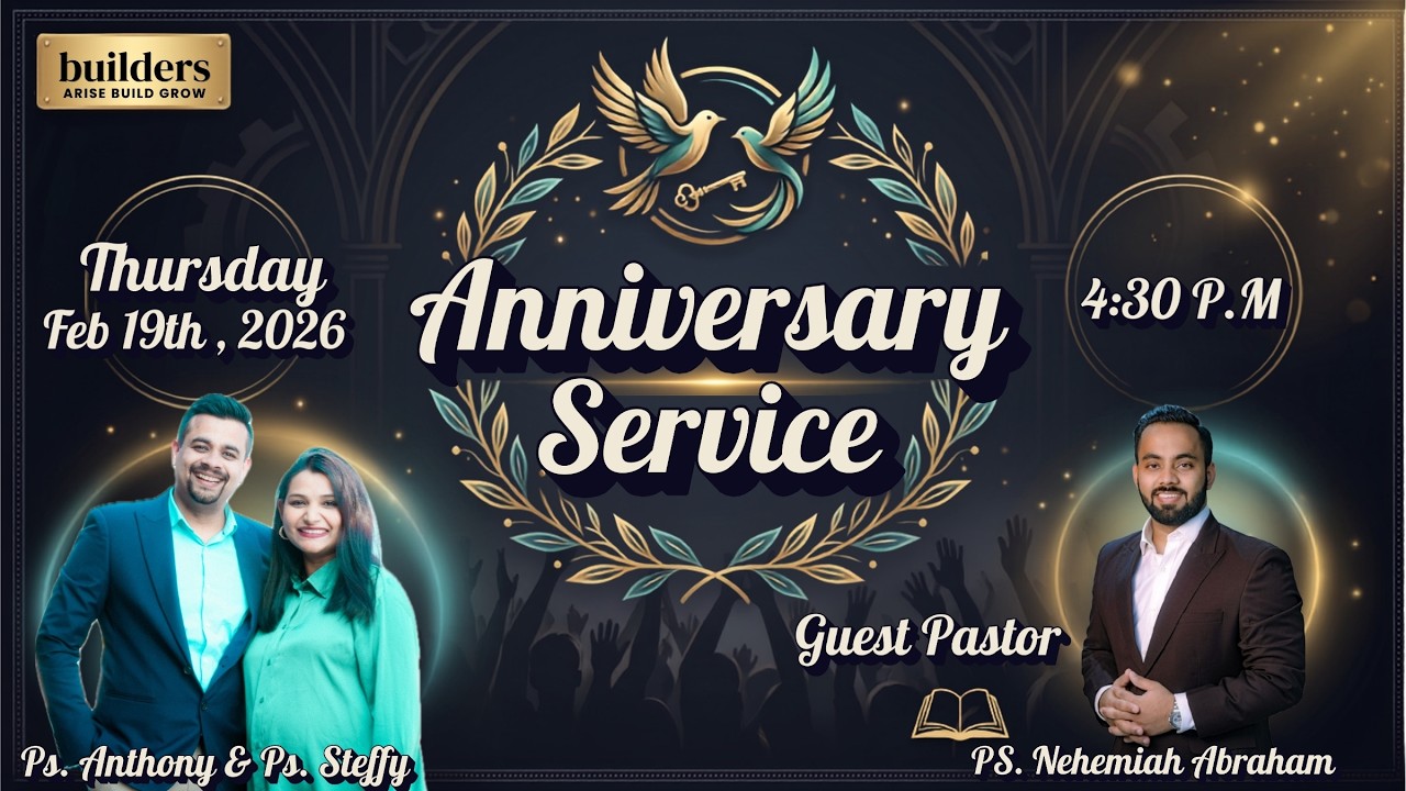ANNIVERSARY SERVICE || Ps Anthony Haric & Ps Steffy Haric @builderschurchindia  || LIVE 🔴