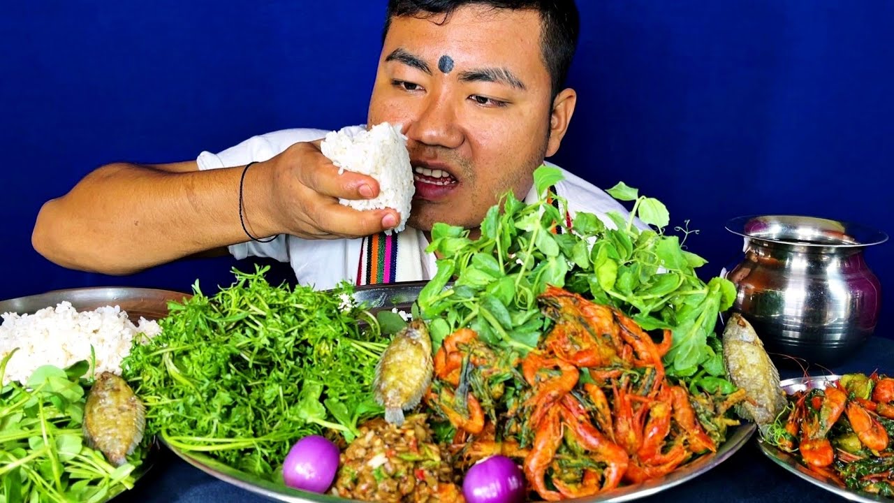 Raw Vegetables and Unique Shrimp 🦐 Curry ll Manipuri Mukbang