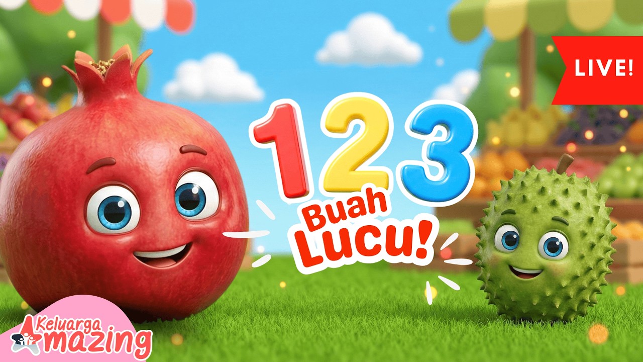 🔴 LIVE Belajar Nama Buah 1–10 🍎🍌 | Edukasi Anak PAUD Angka 1 2 3 🔢