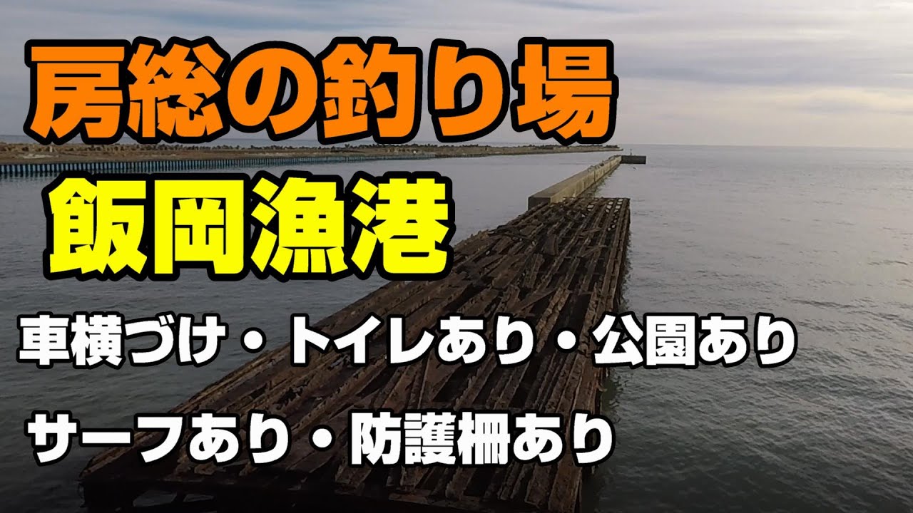 房総の釣り場、飯岡漁港、車横づけ・防護柵あり・公園ありでファミリーフィッシングに良い場所。堤防サーフありで魚種豊富な釣り場。アジ・イワシ・サバ・キス・イシモチ・カサゴ・アナゴ・シーバス・ヒラメ