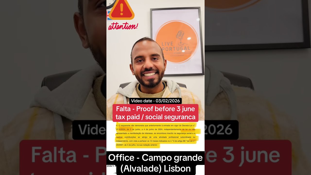 Falta - Proof before 3 june tax paid / social seguranca ? ®Live Portugal By Harry | Portugal news