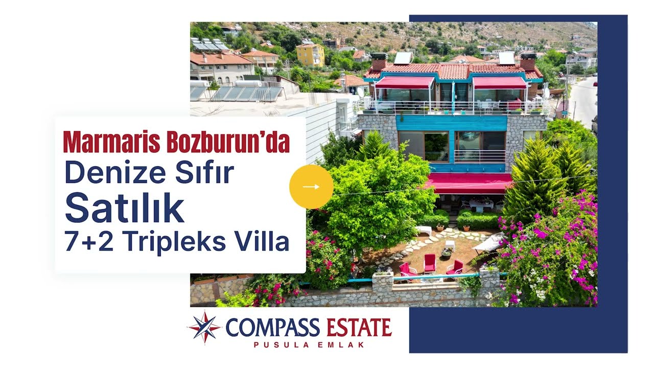 MARMARİS BOZBURUN DA SATILIK DENİZE SIFIR MUHTEŞEM VİLLA🏡✨