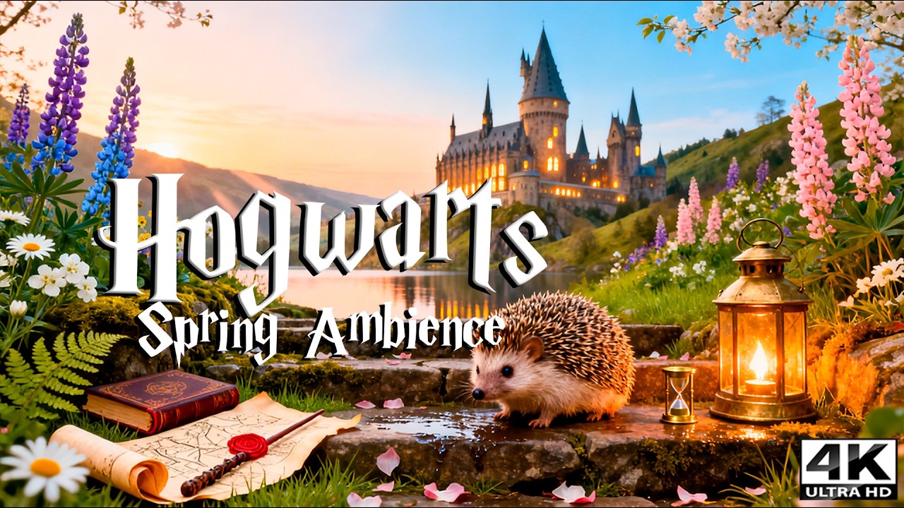 A Little Hedgehog Welcomes Spring at Hogwarts 🦔🌸 Cozy Magical Music
