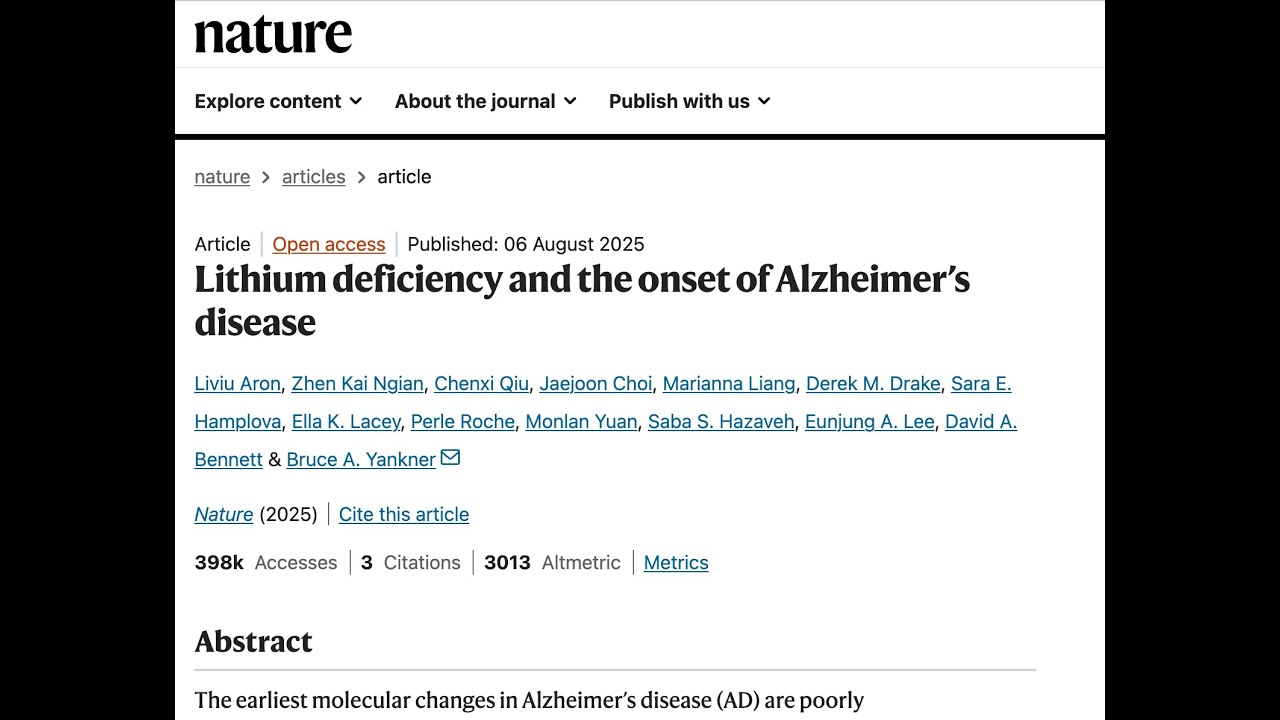 Lithium deficiency and the onset of Alzheimer’s disease - Recent study and it's clinical relevance