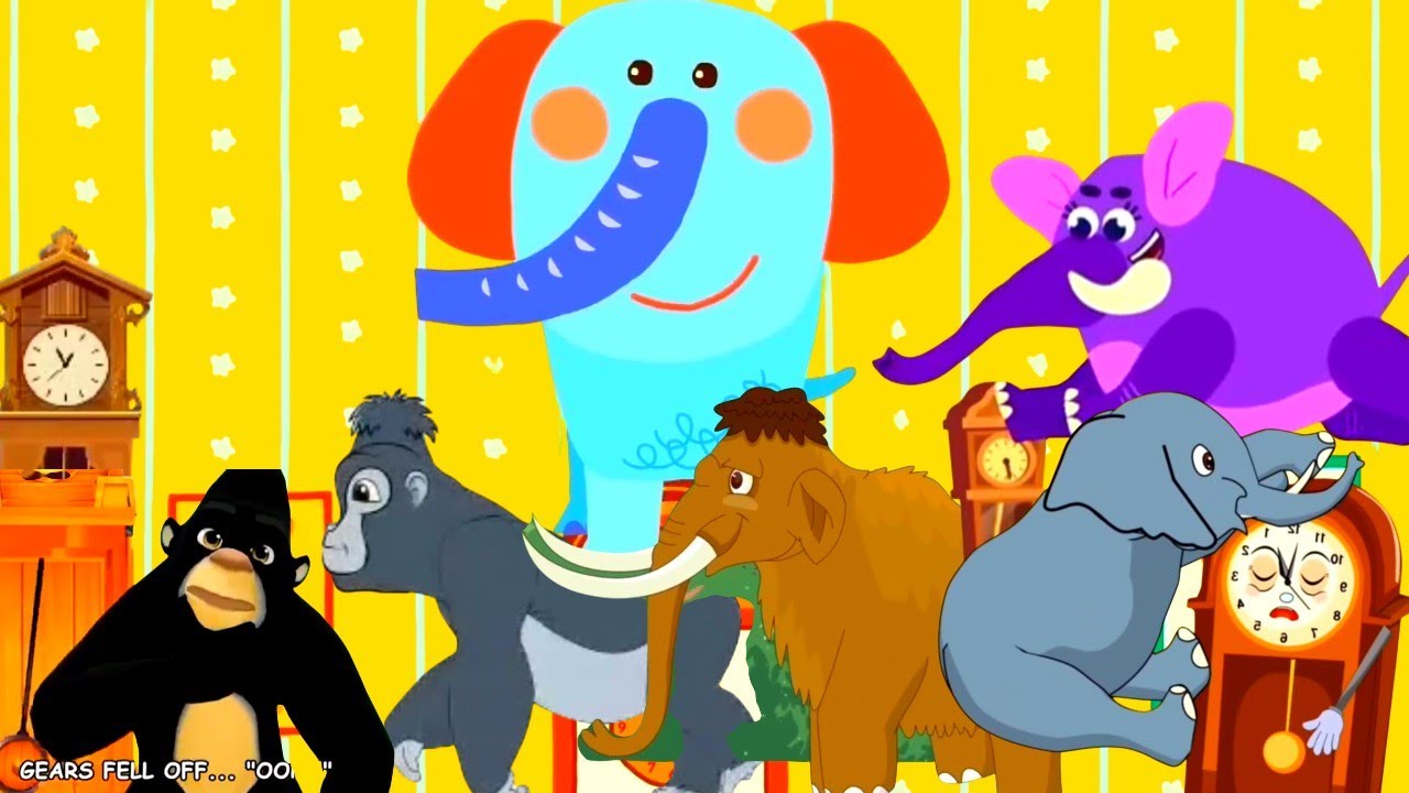 Hickory Dickory Dock 💥 Monkey And Elephants 